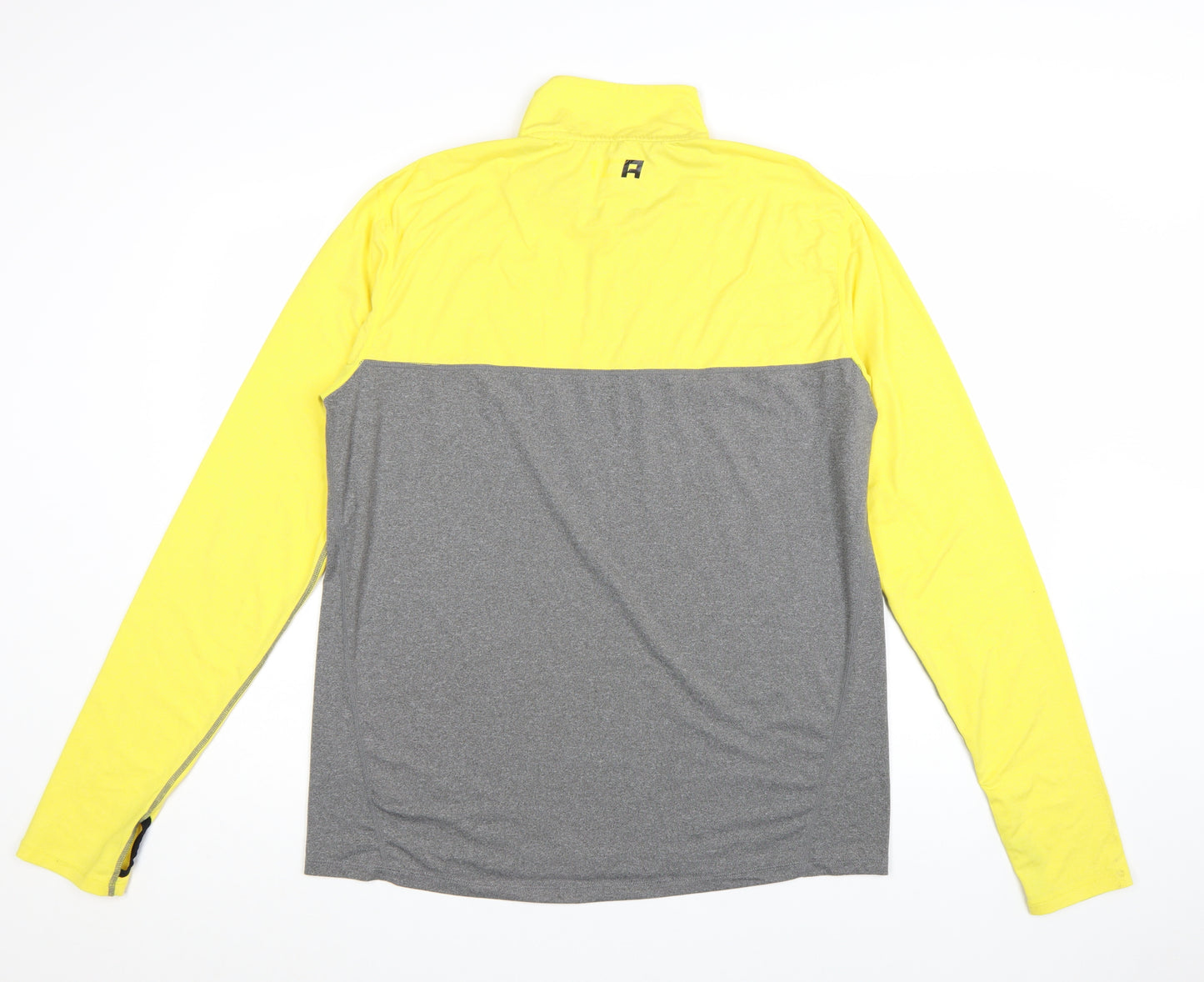 TCA Men’s Yellow Grey 1/4 Zip Long Sleeve Running Top Size L