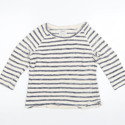 FatFace Women’s Blue Striped Boat Neck 3/4 Sleeve Cotton Top Size 10