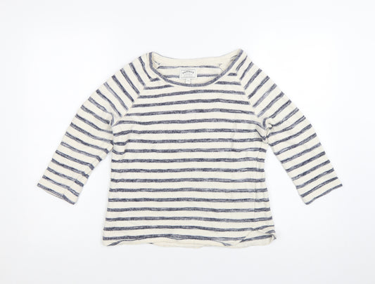 FatFace Women’s Blue Striped Boat Neck 3/4 Sleeve Cotton Top Size 10