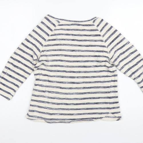 FatFace Women’s Blue Striped Boat Neck 3/4 Sleeve Cotton Top Size 10