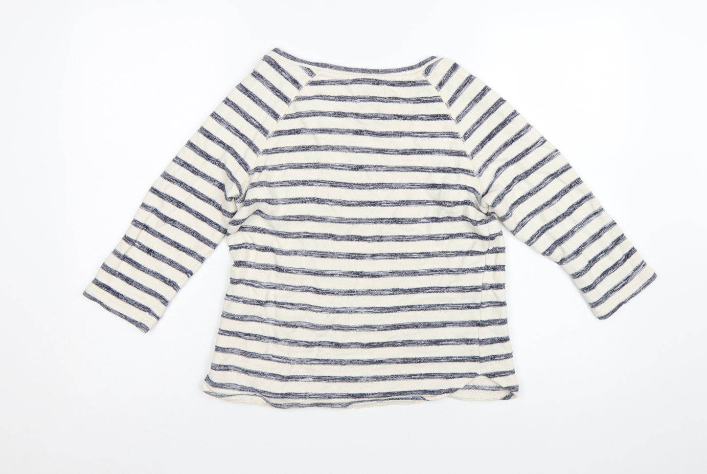 FatFace Women’s Blue Striped Boat Neck 3/4 Sleeve Cotton Top Size 10