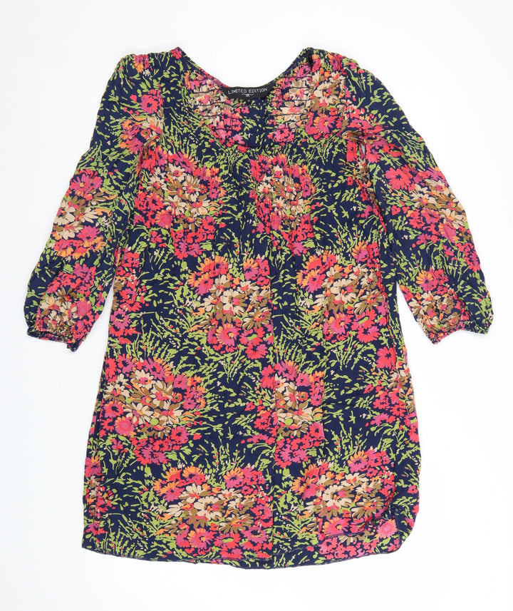 New Look Women Multicoloured Floral Viscose Shift Dress Size 10