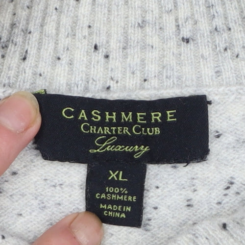 Charter Club Womens Grey Mock Neck 100% Cashmere Jumper XL