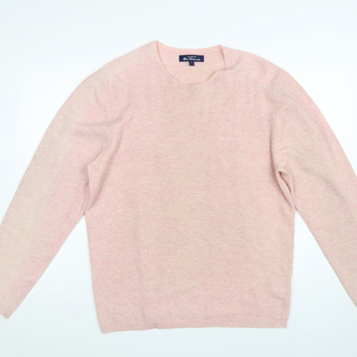 Ben Sherman Men's Pink Lambswool Crew Neck Jumper Size L