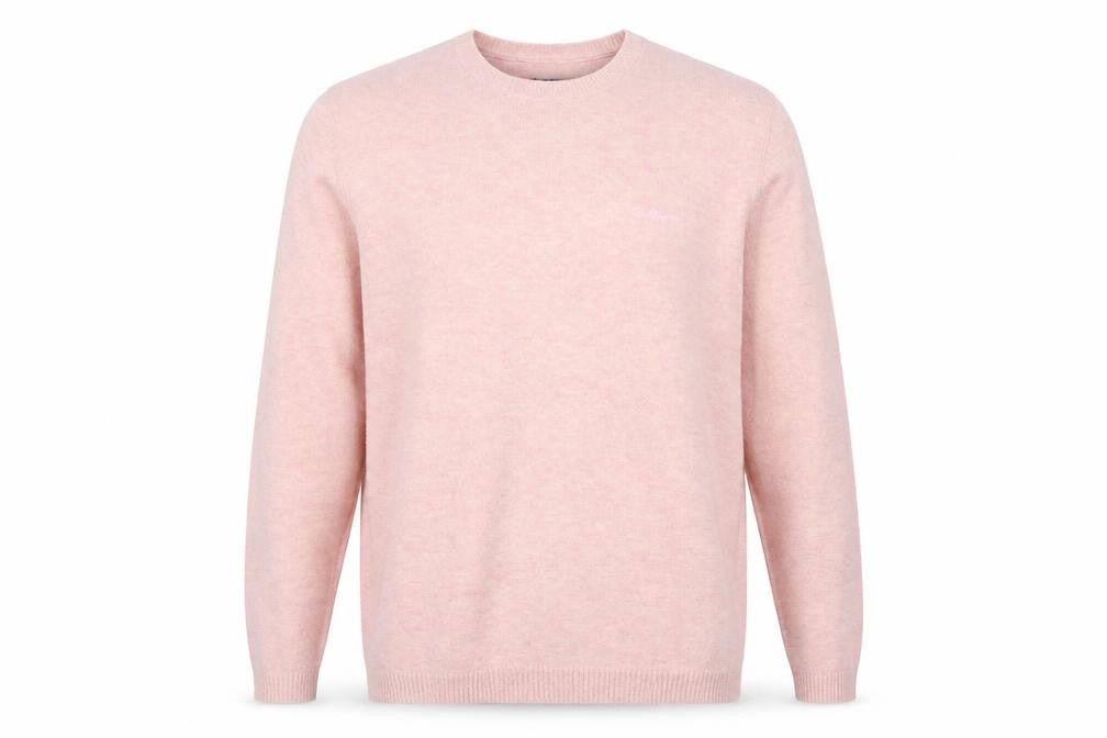 Front view of Ben Sherman Men's Pink Lambswool Crew Neck Jumper, size L