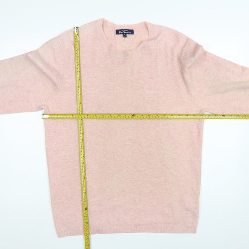 Ben Sherman Men's Pink Lambswool Crew Neck Jumper Size L