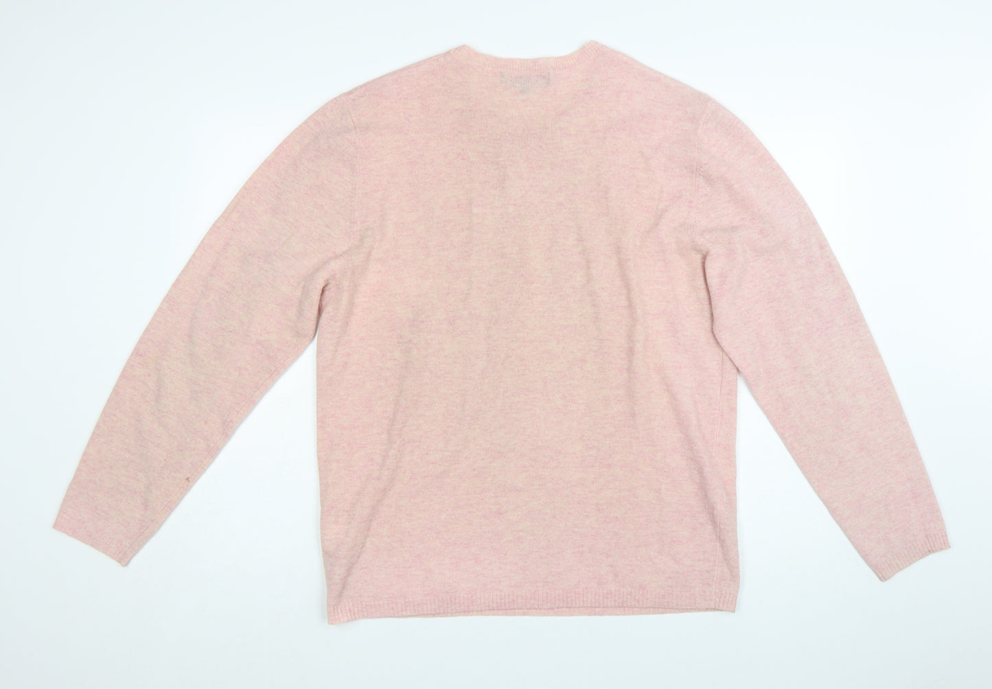 Ben Sherman Men's Pink Lambswool Crew Neck Jumper Size L