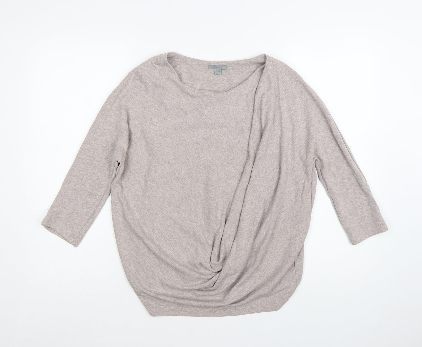 COS Women Beige Wrap Style 3/4 Sleeve Jersey Blouse Size S