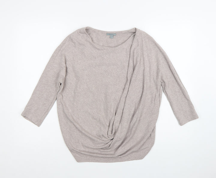 COS Women Beige Wrap Style 3/4 Sleeve Jersey Blouse Size S