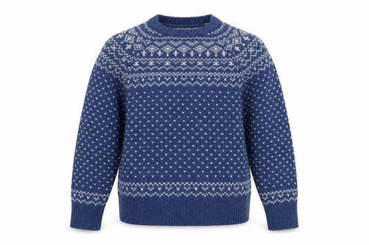 River Island Womens Blue Fair Isle Crew Neck Wool Jumper Size M