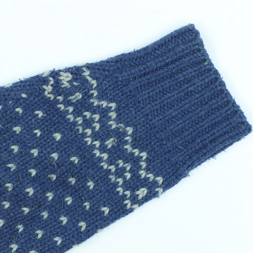 River Island Womens Blue Fair Isle Crew Neck Wool Jumper Size M