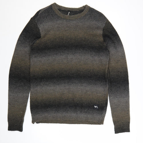 RVCA Men's Grey Gradient Knit Pullover Jumper Size L