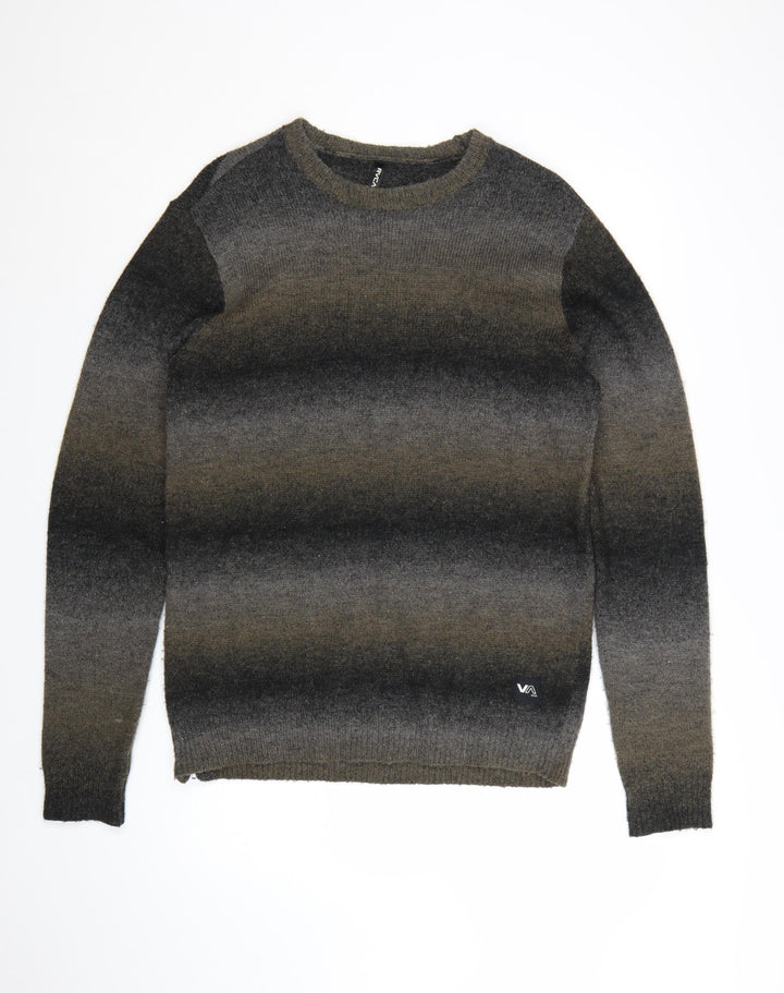 RVCA Men's Grey Gradient Knit Pullover Jumper Size L