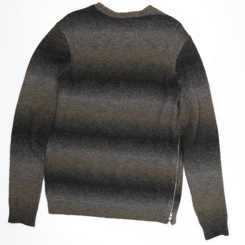 RVCA Men's Grey Gradient Knit Pullover Jumper Size L