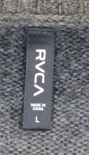 RVCA Men's Grey Gradient Knit Pullover Jumper Size L