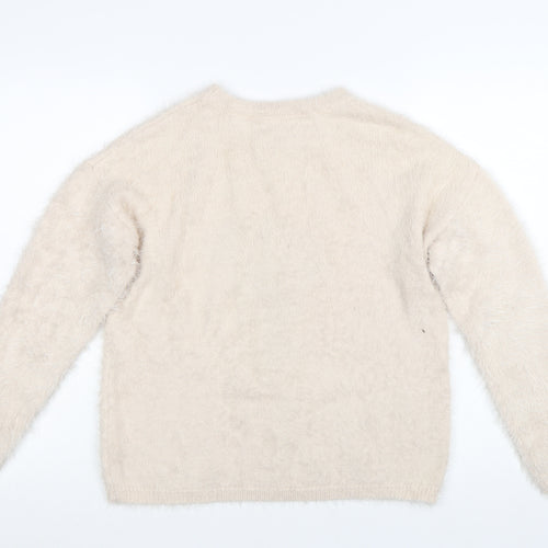 Primark Women Beige Disney Chip Fuzzy Knit Jumper Size S