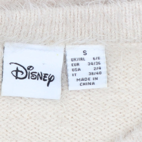 Primark Women Beige Disney Chip Fuzzy Knit Jumper Size S