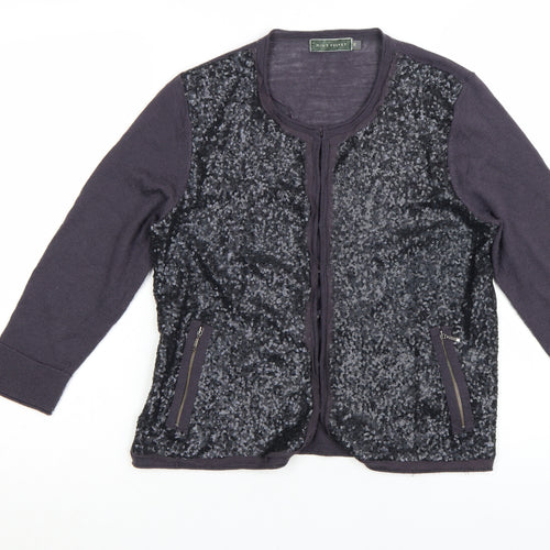 Mint Velvet Women's Black Size 12 Sequin Full Zip Cardigan