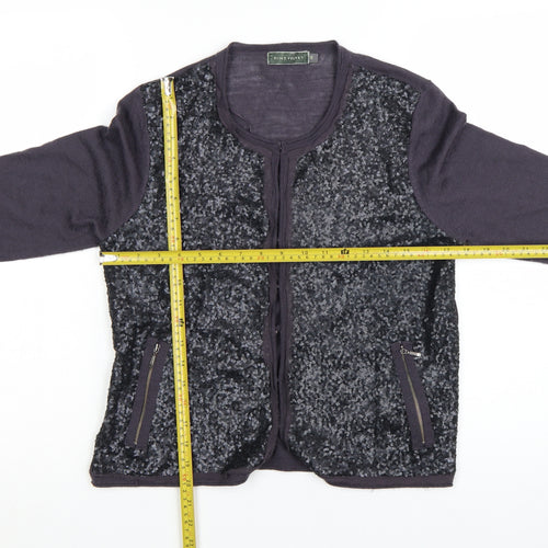 Mint Velvet Women's Black Size 12 Sequin Full Zip Cardigan