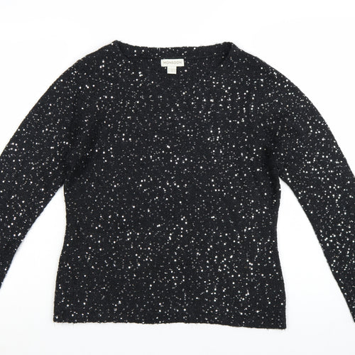 Monsoon Women Black Sequin Knit Pullover Jumper Size 14