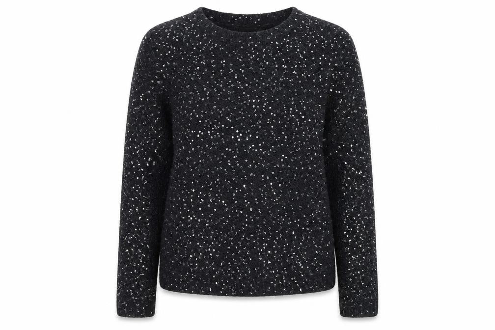Monsoon Women Black Sequin Knit Pullover Jumper Size 14