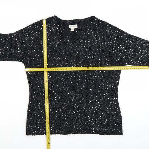 Monsoon Women Black Sequin Knit Pullover Jumper Size 14