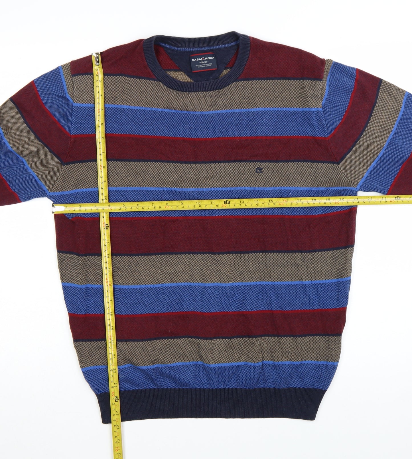 Casa Moda Men's Multicoloured Striped Cotton Jumper L