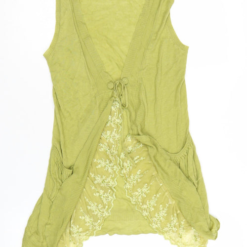 Fashion Show Women's Green Lace Open Cardigan Vest Size 12