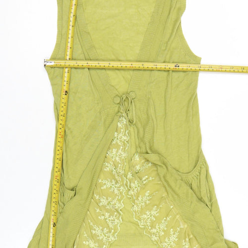 Fashion Show Women's Green Lace Open Cardigan Vest Size 12