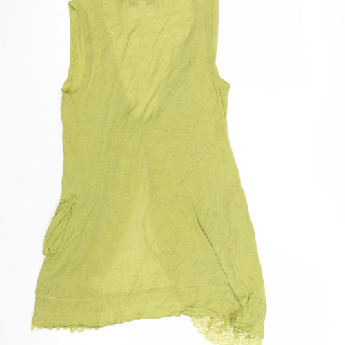 Fashion Show Women's Green Lace Open Cardigan Vest Size 12