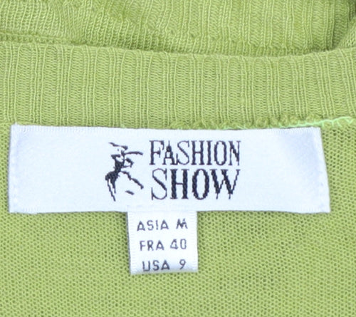 Fashion Show Women's Green Lace Open Cardigan Vest Size 12