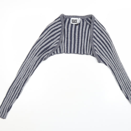Reclaimed Vintage Women's Grey Striped Knit Shrug Jumper UK 12
