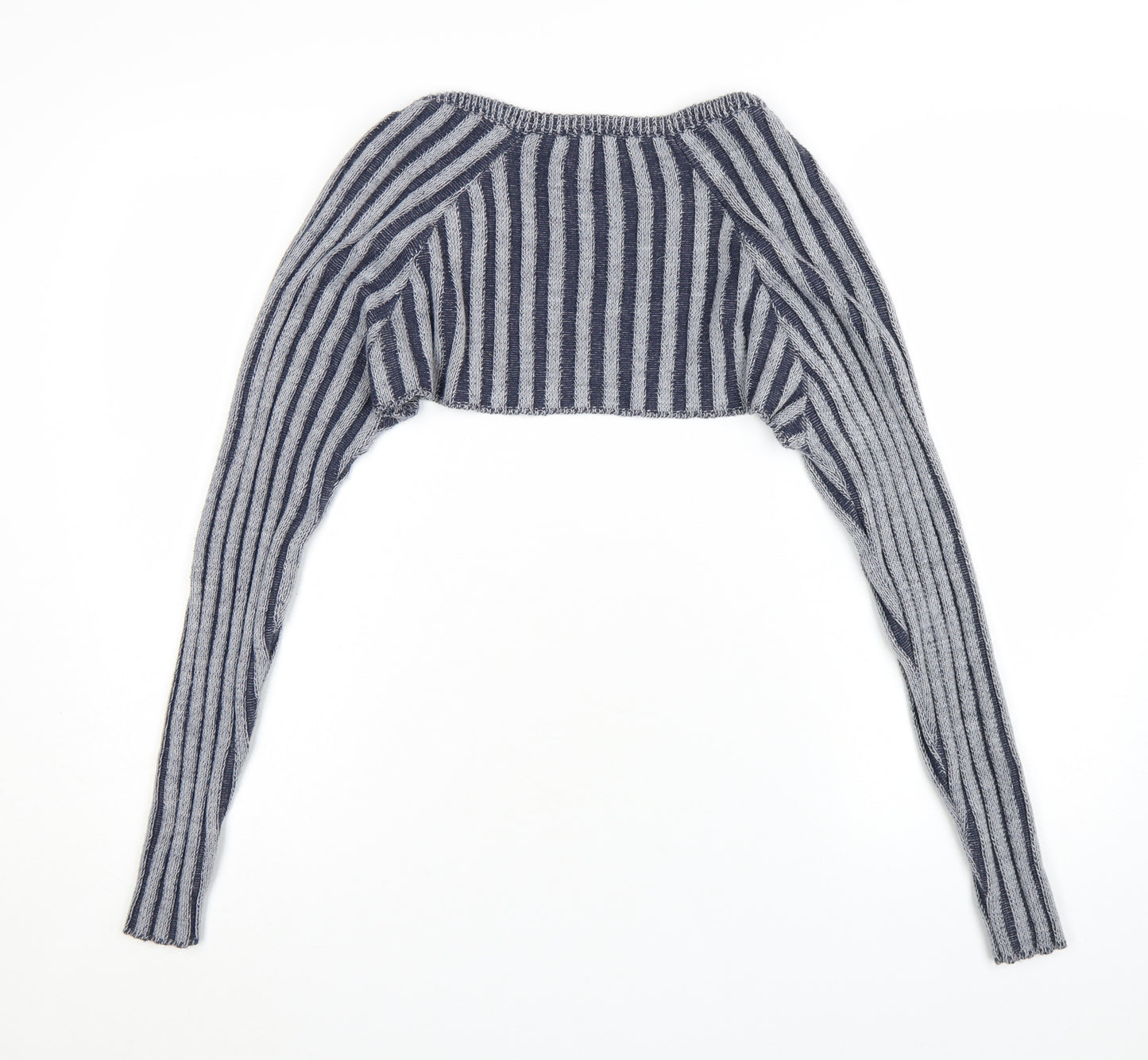 Reclaimed Vintage Women's Grey Striped Knit Shrug Jumper UK 12
