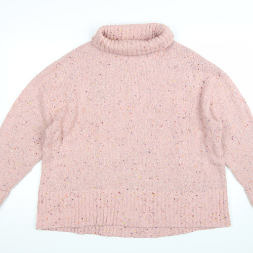 Oliver Bonas Women's Pink Roll Neck Knit Jumper Size 14