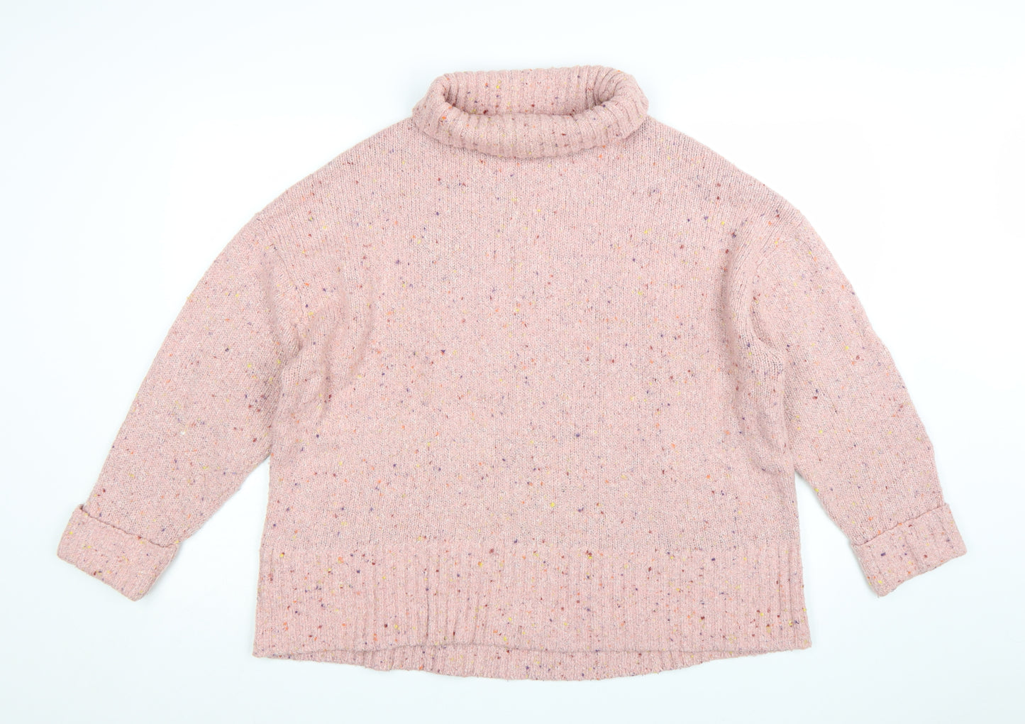 Oliver Bonas Women's Pink Roll Neck Knit Jumper Size 14