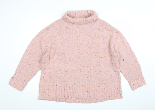 Oliver Bonas Women's Pink Roll Neck Knit Jumper Size 14