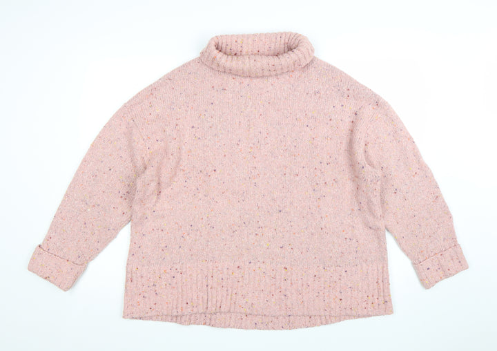 Oliver Bonas Women's Pink Roll Neck Knit Jumper Size 14