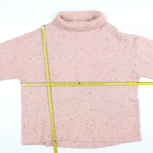 Oliver Bonas Women's Pink Roll Neck Knit Jumper Size 14