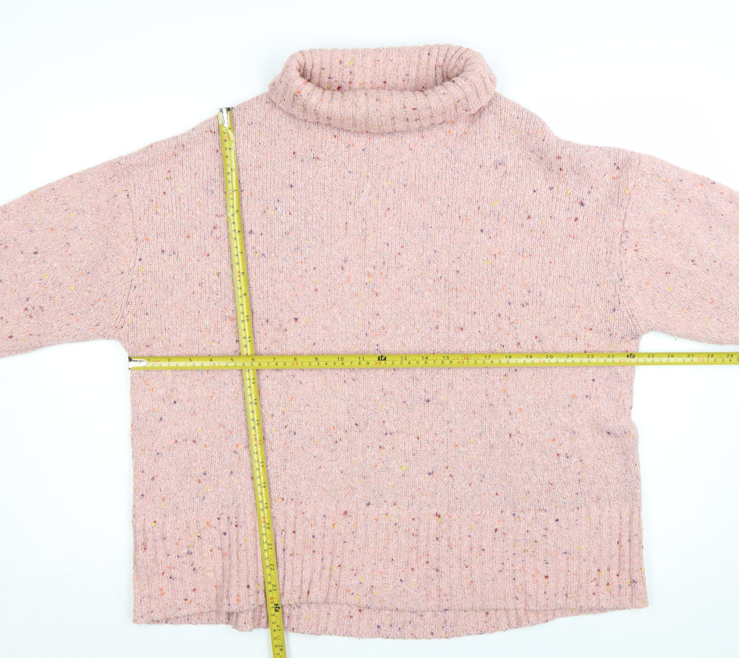 Oliver Bonas Women's Pink Roll Neck Knit Jumper Size 14