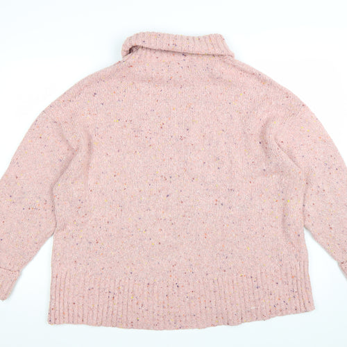 Oliver Bonas Women's Pink Roll Neck Knit Jumper Size 14