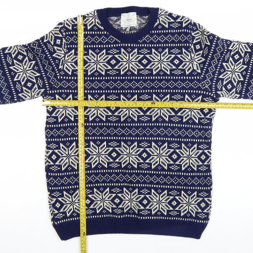 Topman Men's Blue Fair Isle Wool Jumper Size S Winter Knitwear