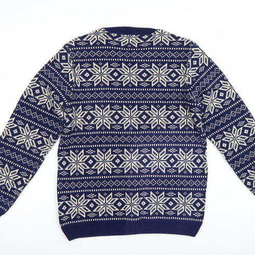 Topman Men's Blue Fair Isle Wool Jumper Size S Winter Knitwear