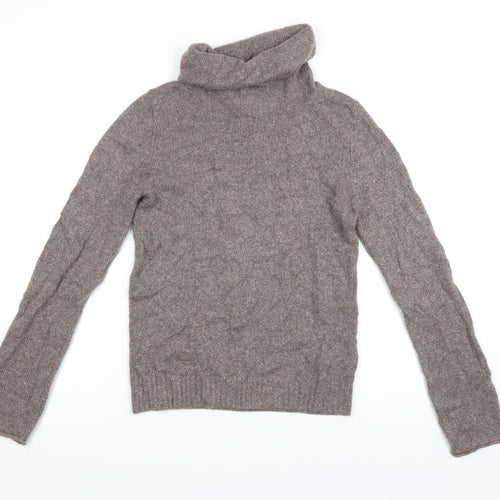 The White Company Women’s Brown Cashmere Roll Neck Jumper Small