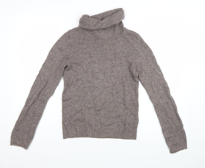 The White Company Women’s Brown Cashmere Roll Neck Jumper Small