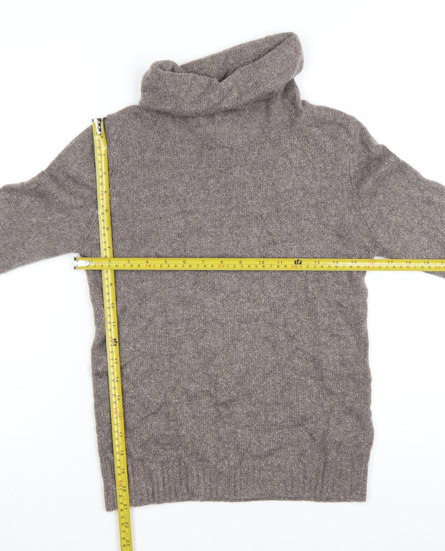The White Company Women’s Brown Cashmere Roll Neck Jumper Small