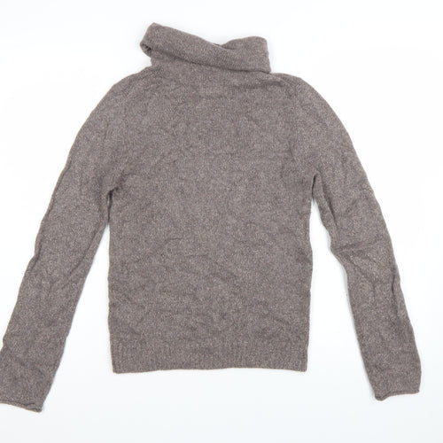 The White Company Women’s Brown Cashmere Roll Neck Jumper Small