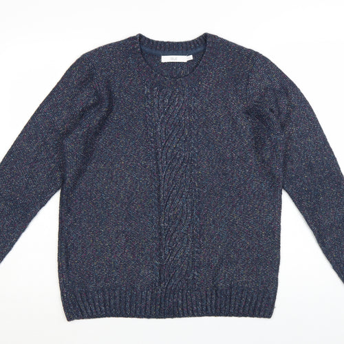 ISLE Women’s Blue Cable-Knit Jumper Size M 14-16 Crew Neck