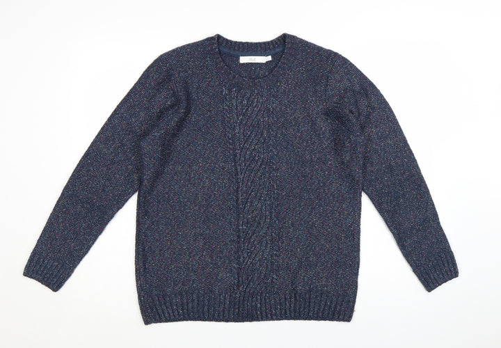 ISLE Women’s Blue Cable-Knit Jumper Size M 14-16 Crew Neck