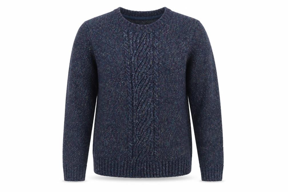 ISLE Women’s Blue Cable-Knit Jumper Size M 14-16 Crew Neck