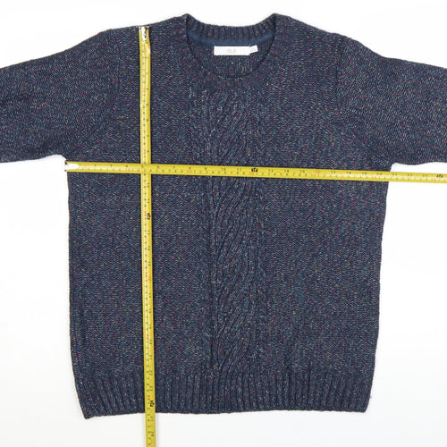 ISLE Women’s Blue Cable-Knit Jumper Size M 14-16 Crew Neck